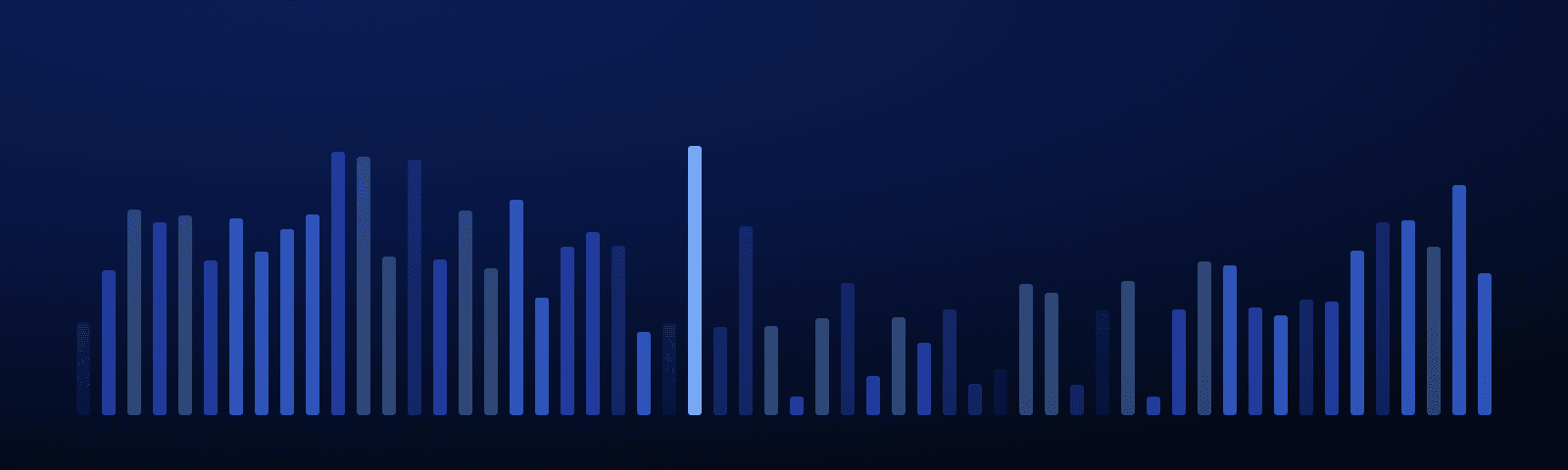 Rows of blue royalty bars rising over a deep navy field — generated artwork for this article