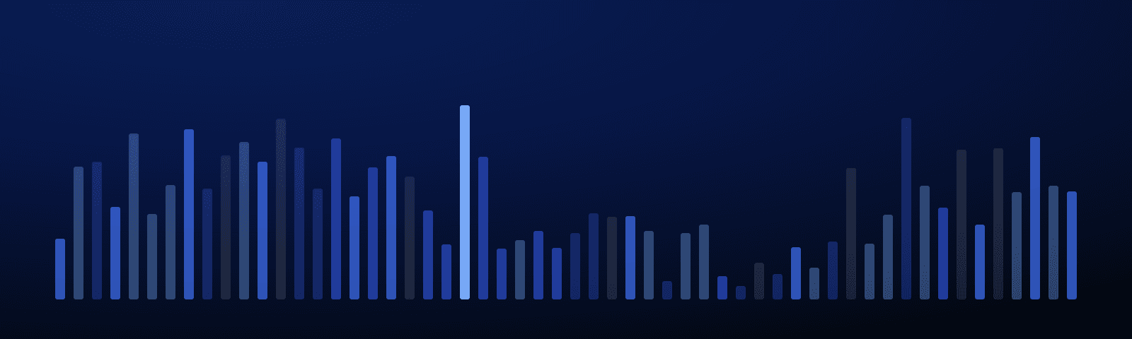 Rows of blue royalty bars rising over a deep navy field — generated artwork for this article