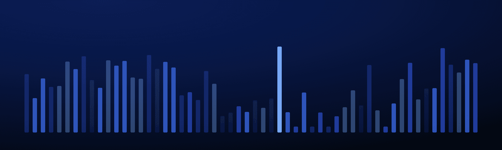 Rows of blue royalty bars rising over a deep navy field — generated artwork for this article