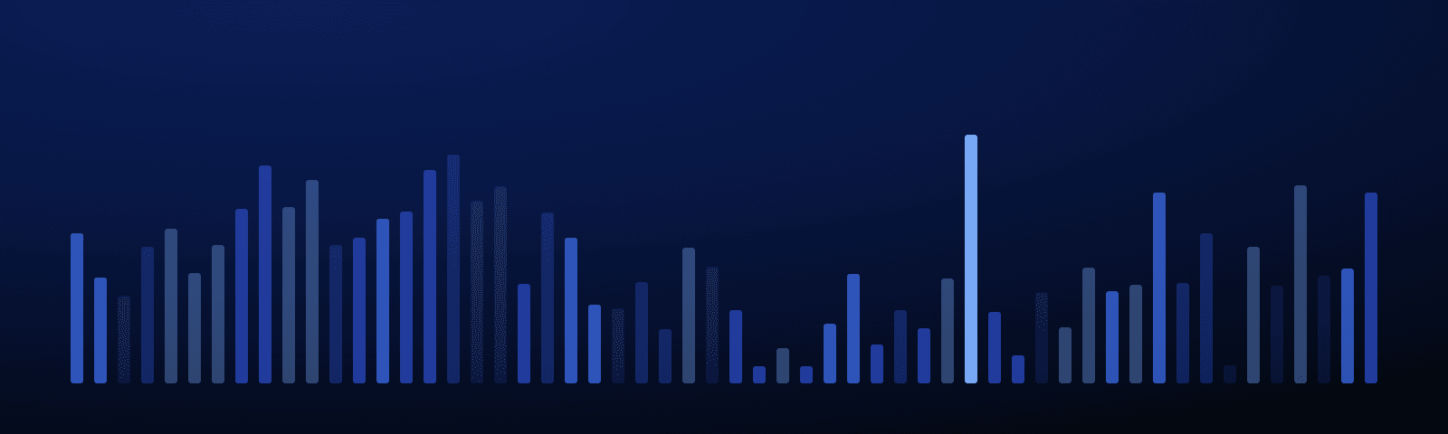 Rows of blue royalty bars rising over a deep navy field — generated artwork for this article