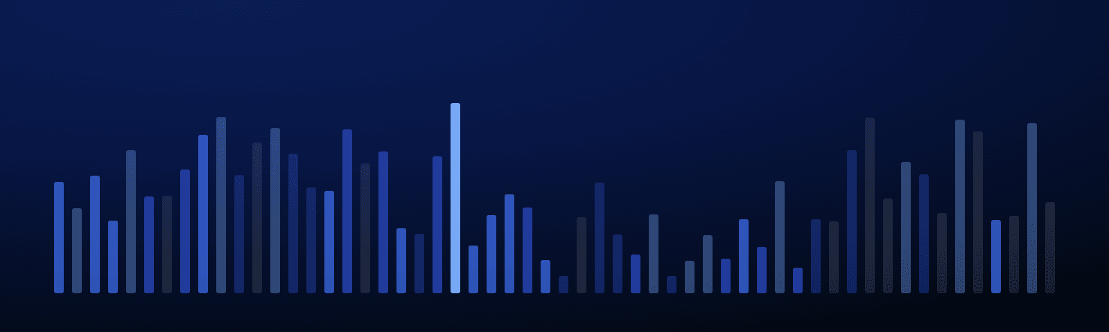 Rows of blue royalty bars rising over a deep navy field — generated artwork for this guide