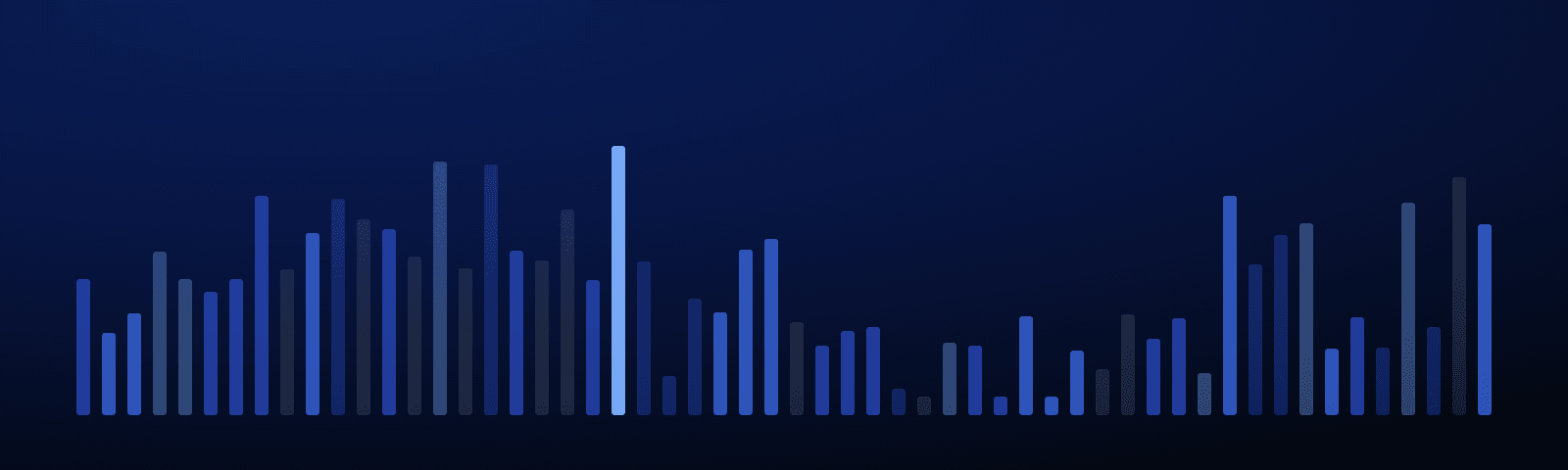 Rows of blue royalty bars rising over a deep navy field — generated artwork for this guide