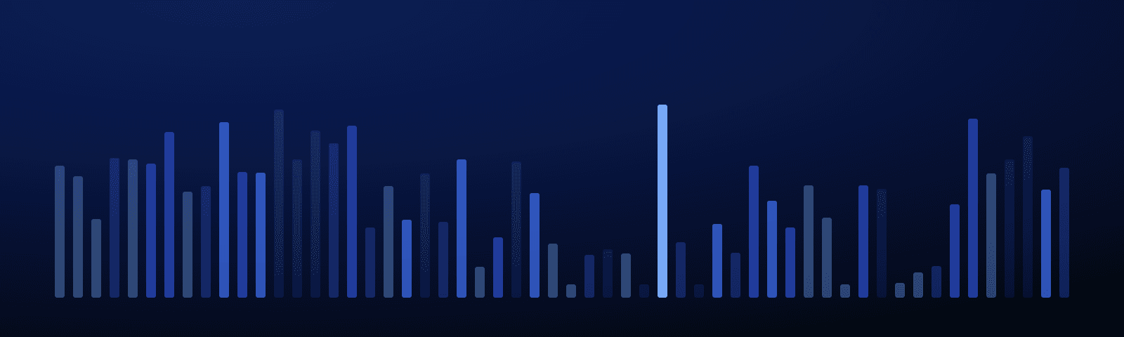 Rows of blue royalty bars rising over a deep navy field — generated artwork for this guide
